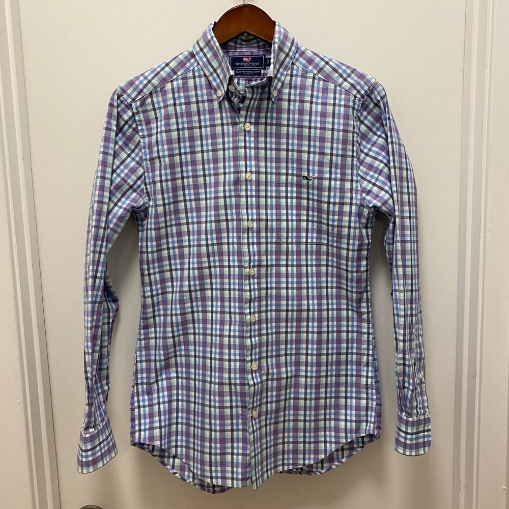 Men’s Vineyard Vines Purple and Blue Shirt - Small